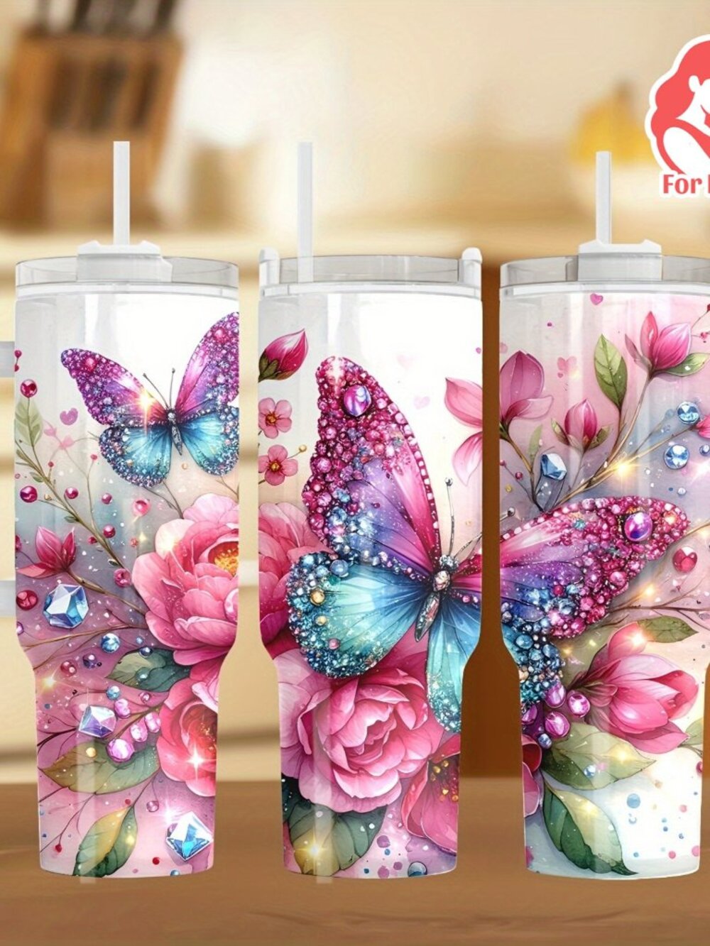 40oz Stainless Steel Tumbler butterfly Double Wall Vacuum Insulated Hot Cold